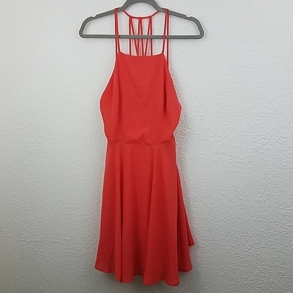 𝅺lulu's coral strappy together dress sz medium mini - Picture 7 of 7